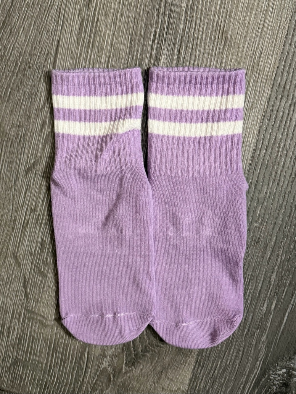 Lavender Yoga Socks with White Double Stripes